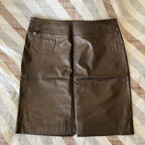 LORD & TAYLOR 100% Lambskin Leather Mini Skirt in Dark Chocolate, Size 10